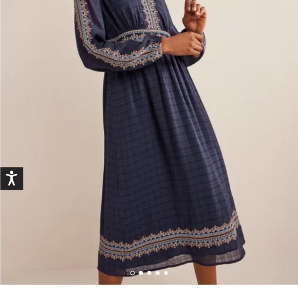 Boden dress NWT 8 embroidered V neck midi dress navy with amazing details - Picture 11 of 15